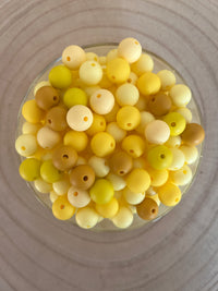 Perle silicone ronde 15mm Jaune
