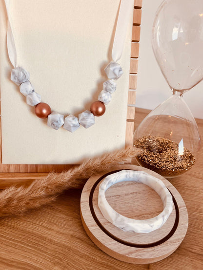 Coffret bijoux d'allaitement marbre blanc
