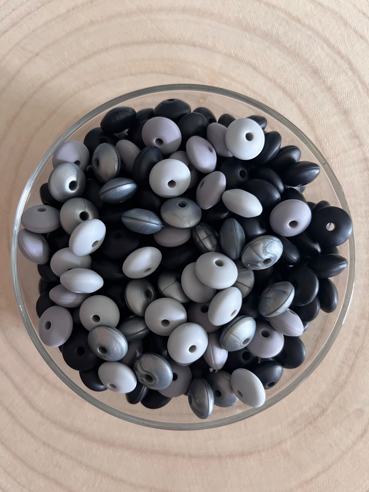 Perle silicone lentilles Gris Noir