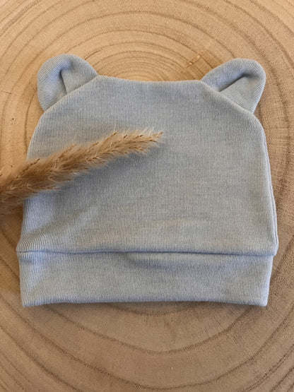 Bonnet naissance personnalisé  bleu ciel