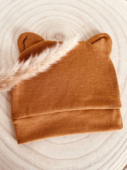 Bonnet naissance personnalisé camel