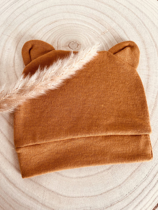 Bonnet naissance personnalisé camel