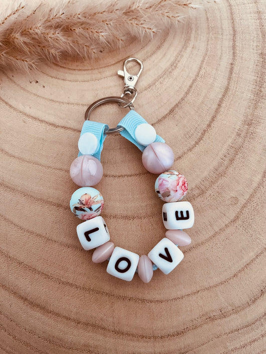 Porte clé personnalisé rose poudré