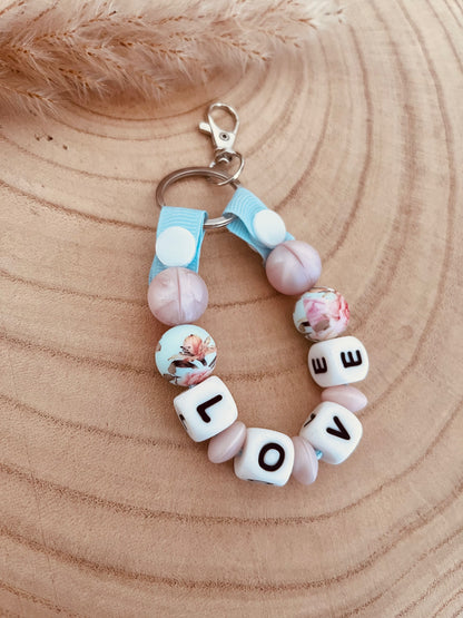 Porte clé personnalisé rose poudré