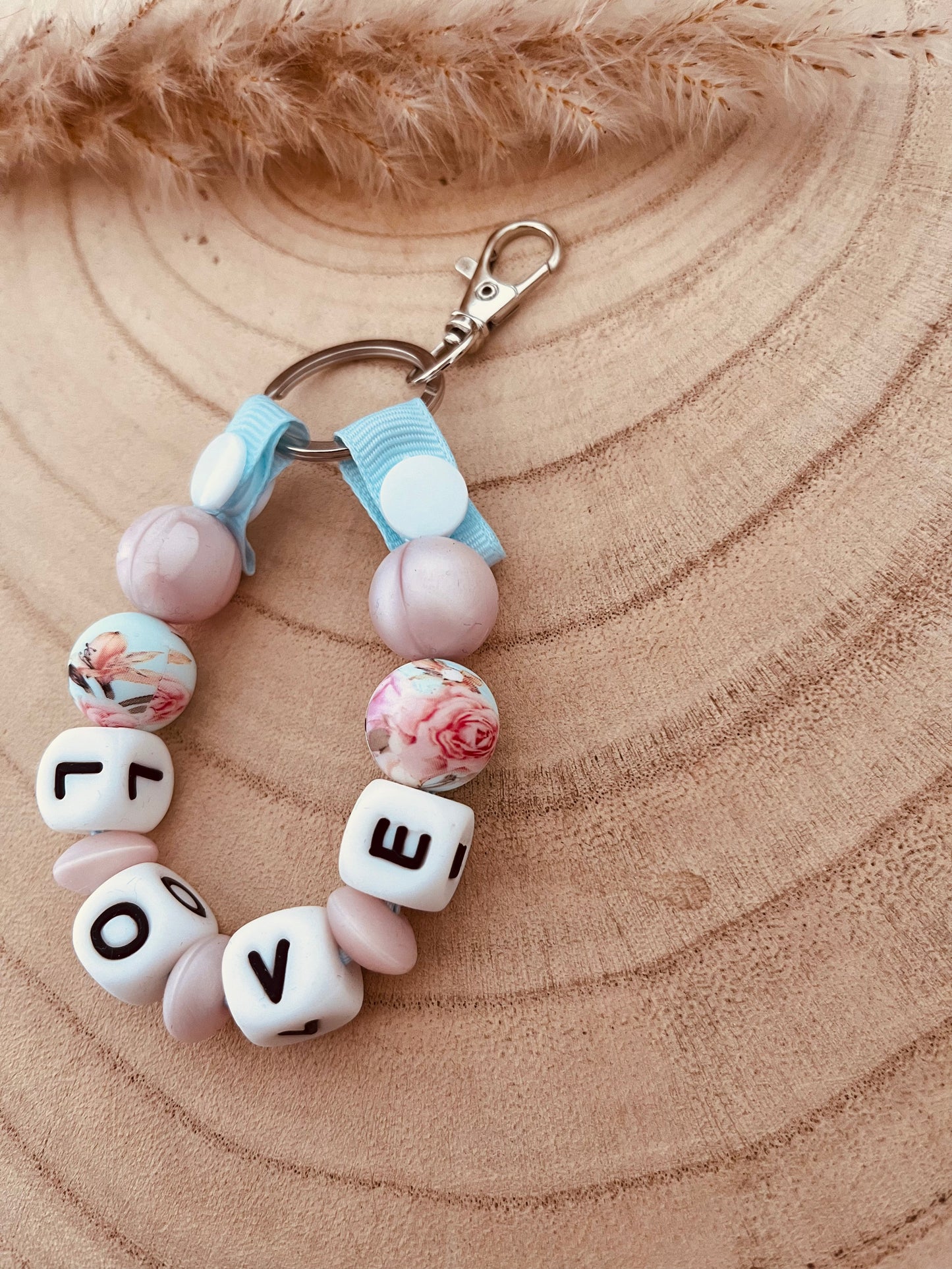 Porte clé personnalisé rose poudré