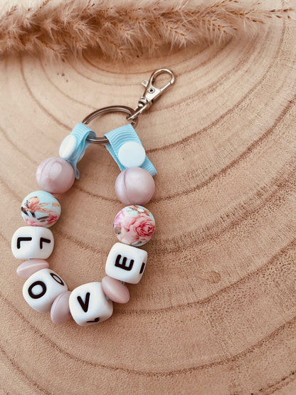 Porte clé personnalisé rose poudré