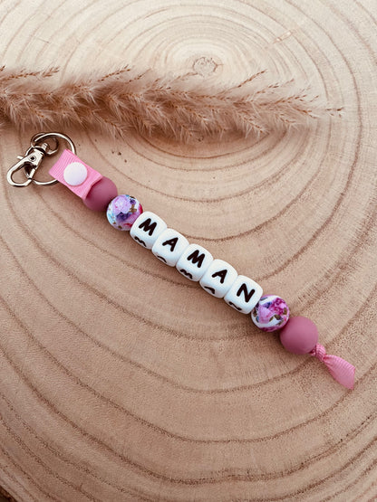 Porte clé personnalisé rose fushia