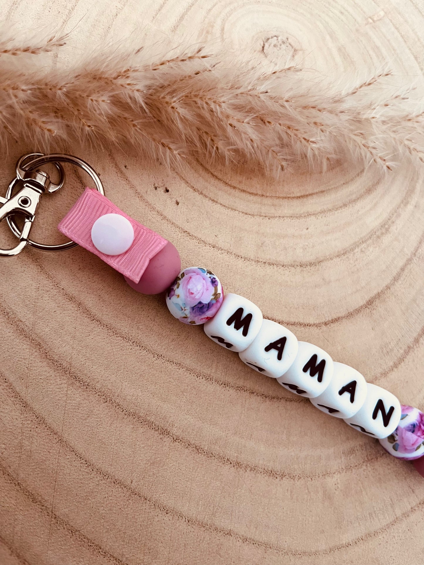 Porte clé personnalisé rose fushia