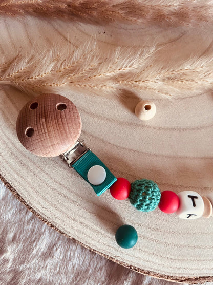 Attache tétine lutin de noël