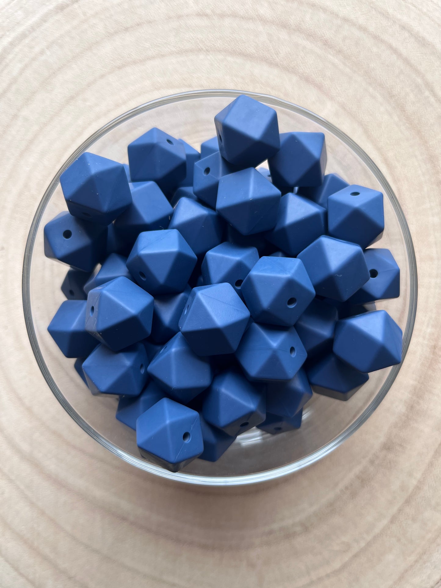 Perle silicone hexagonale 14mm bleu