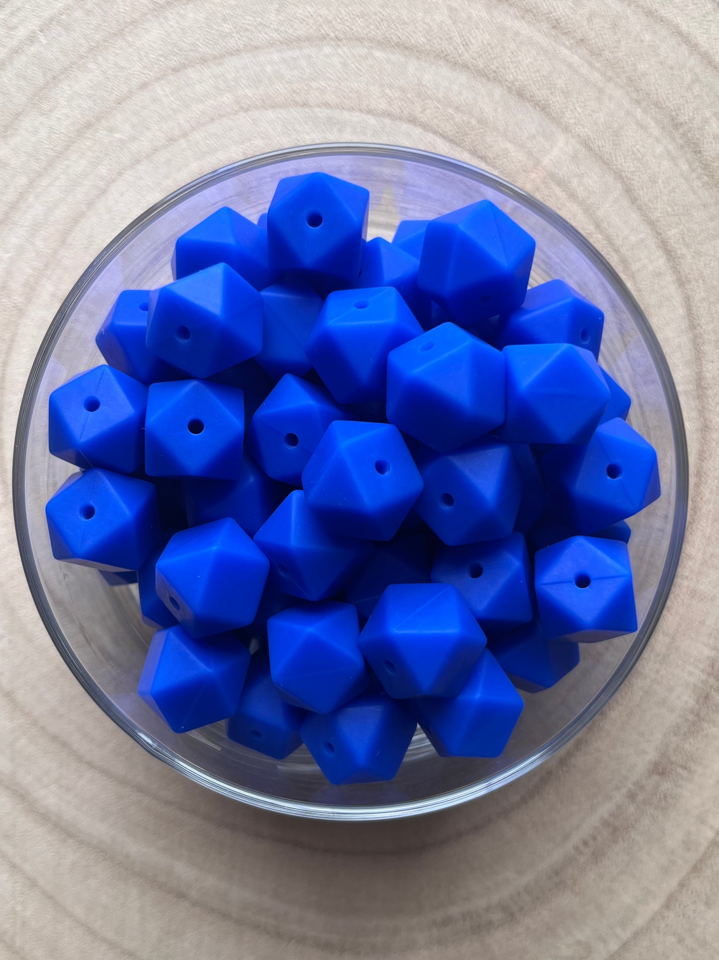 Perle silicone hexagonale 14mm bleu