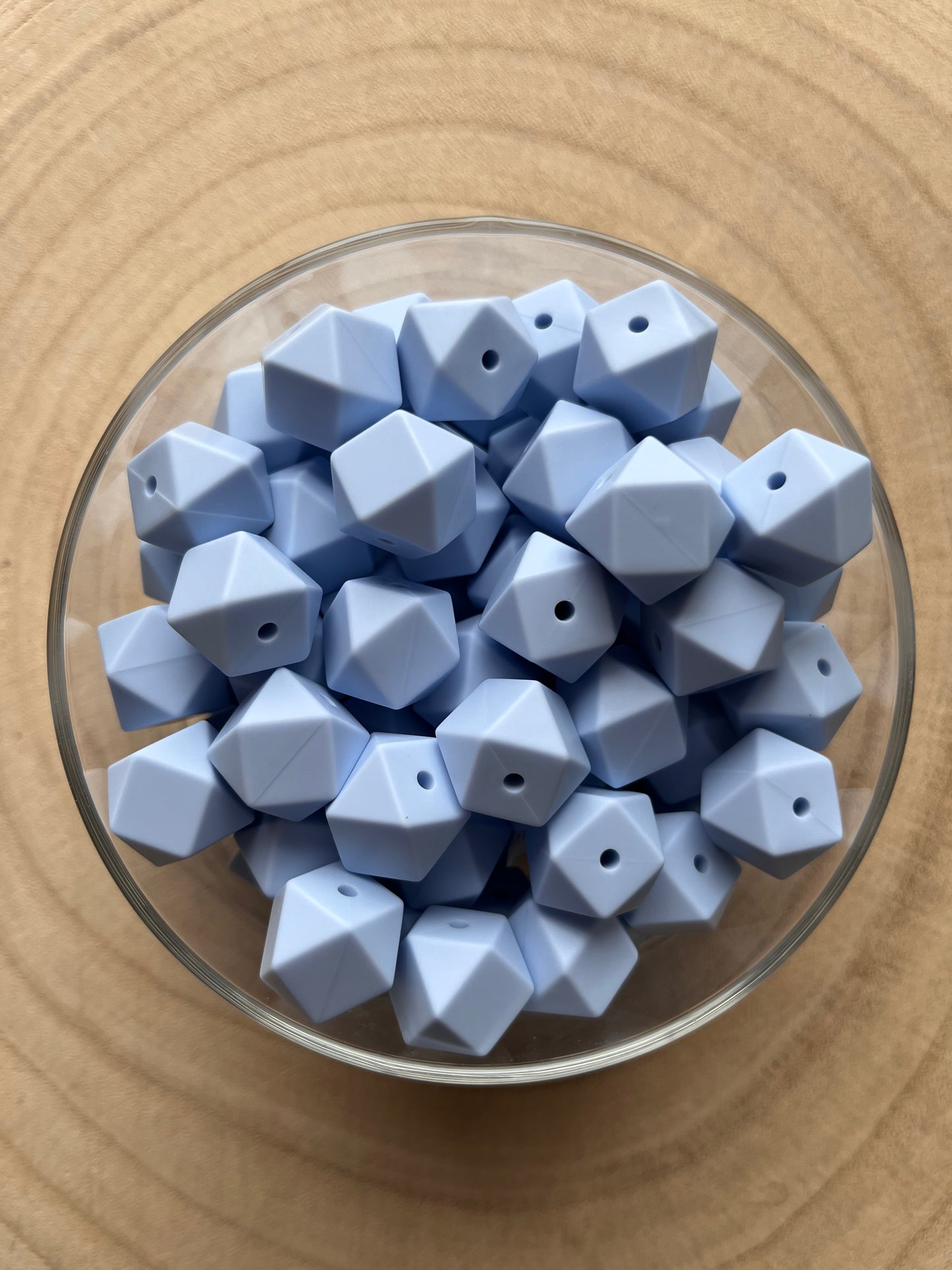 Perle silicone hexagonale 14mm bleu