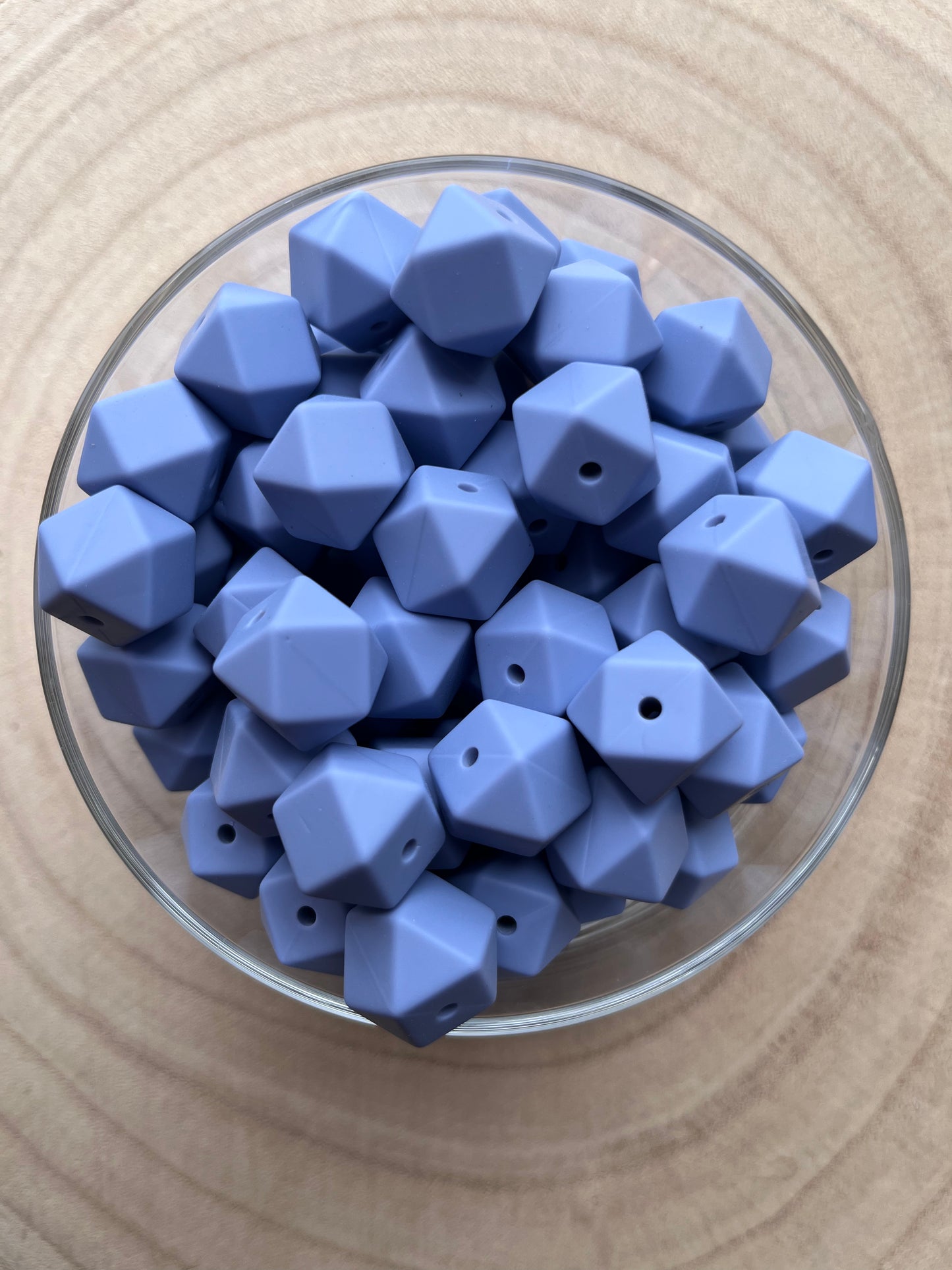 Perle silicone hexagonale 14mm bleu