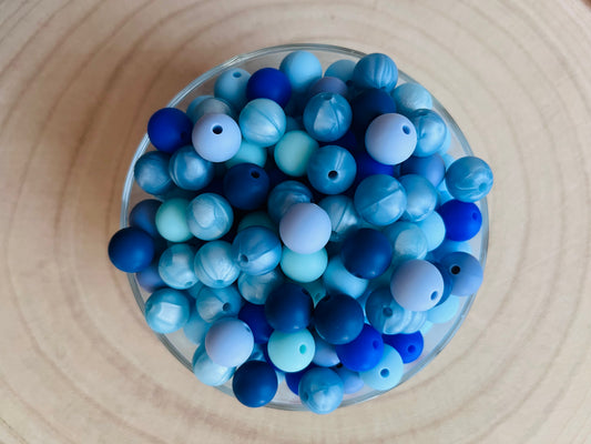 Perle silicone ronde 12mm bleu