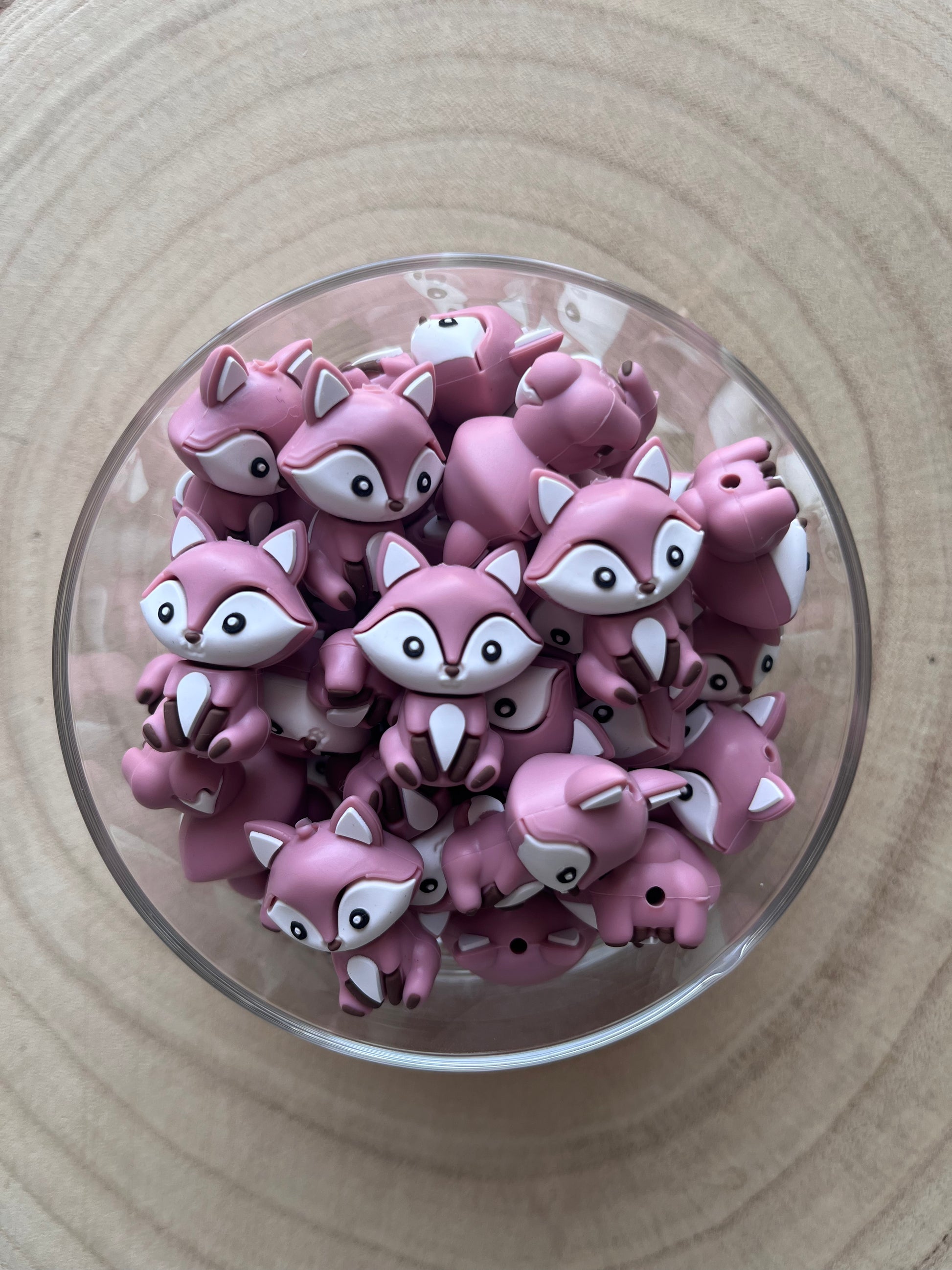 Perle 3D renard rose
