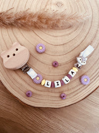 Attache tétine personnalisée renard Lilas