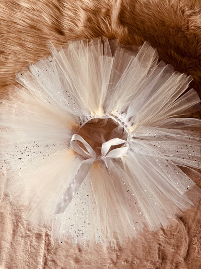 Tutu bébé enfant beige blanc