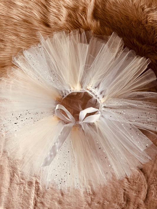 Tutu bébé enfant beige blanc