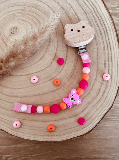 Attache tétine koala rose