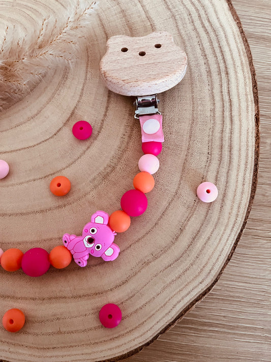 Attache tétine koala rose