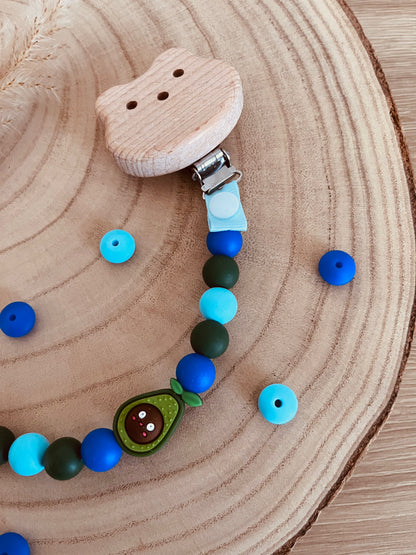 Attache tétine personnalisé avocat bleu