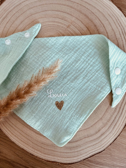 Mint green heart bib