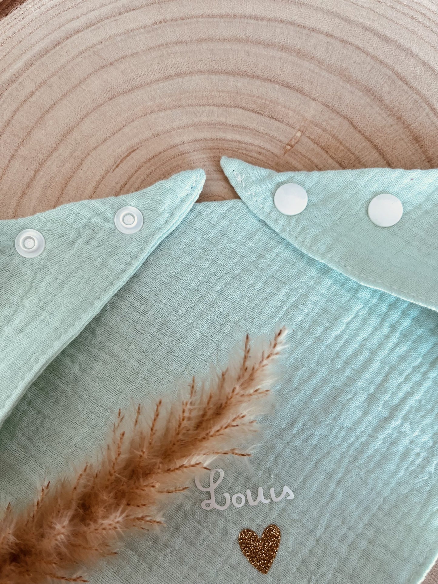 Mint green heart bib