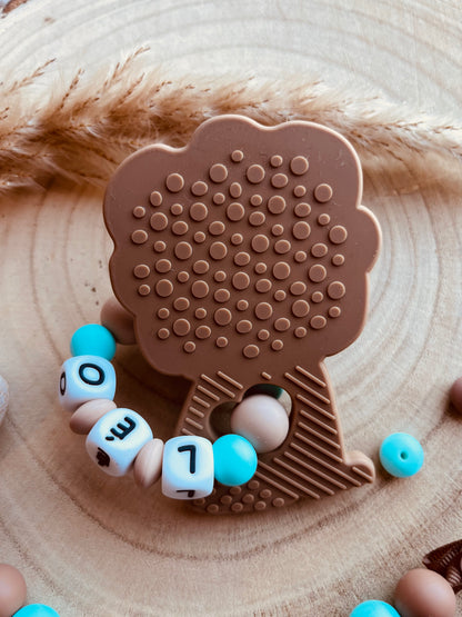 Cofanetto nascita leone personalizzato, accessori bebè fatti a mano in silicone alimentare e legno