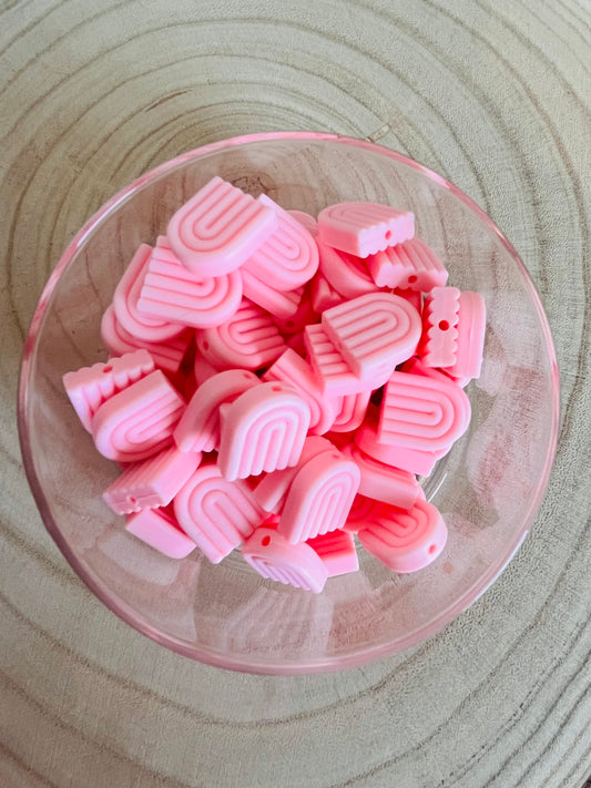 Perle silicone arc en ciel rose
