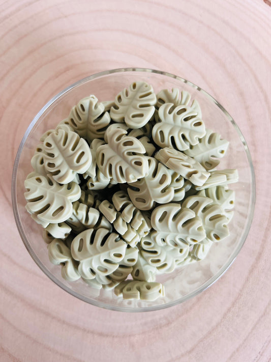 Perle silicone feuille Monstera