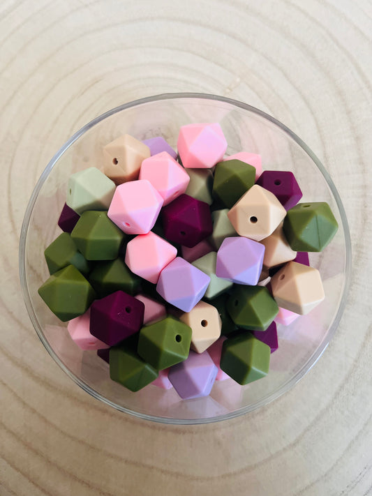 Perle  silicone hexagonale 14 mm
