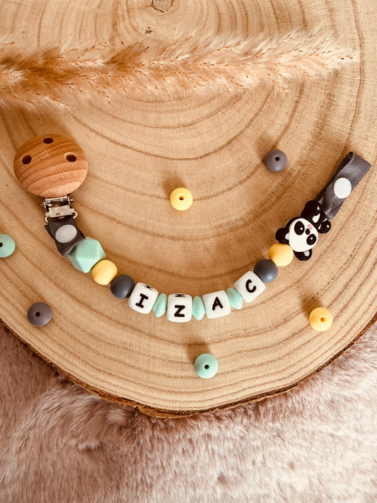 Attache tétine panda à personnaliser