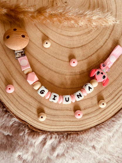 Chupetero Stitch rosa