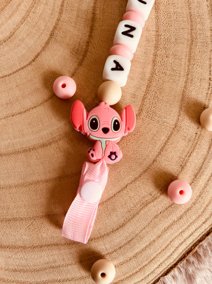 Chupetero Stitch rosa