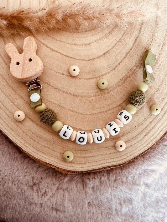 Attache tétine personnalisé lapin