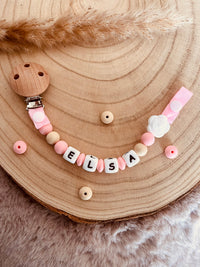 Chupetero  personalizado  rosa blanco