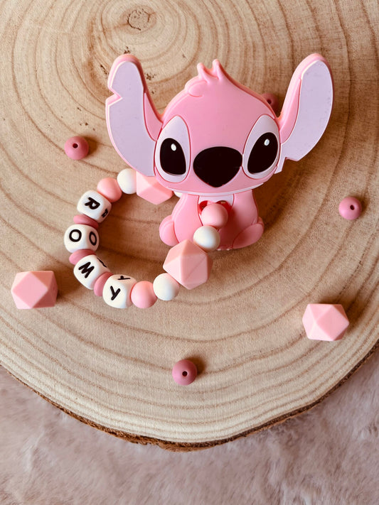 Anneau de dentition stitch rose