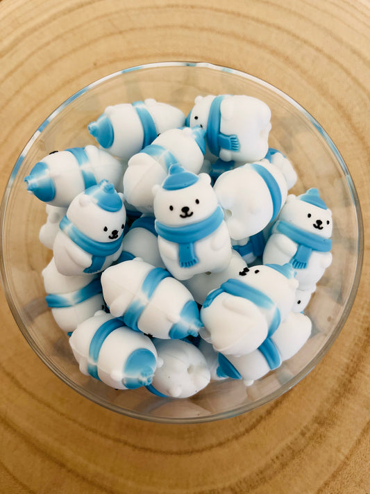 Perles 3D Petit Ourson Blanc d’Hiver
