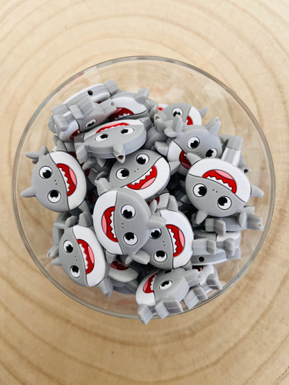 Perle silicone Baby shark gris