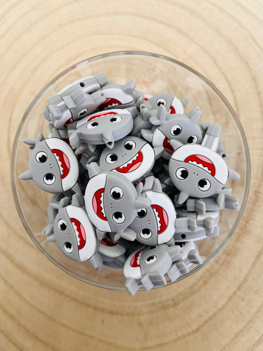 Perle silicone Baby shark gris