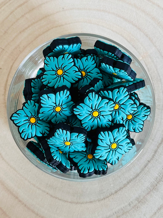 Perle Silicone Fleur 🌸 Bleu Turquoise