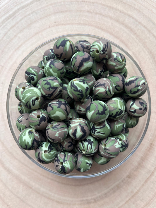 Perles en silicone imprimées Camouflage militaire