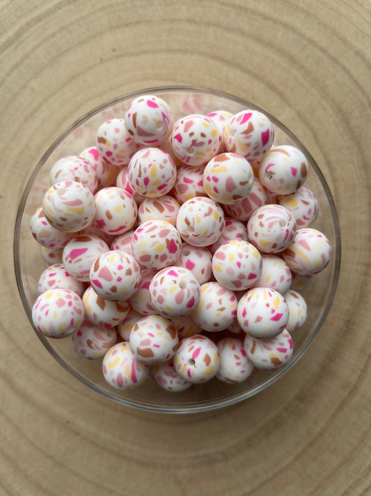 🌸 Perles en silicone imprimées Mosaïque Pastel 🌸