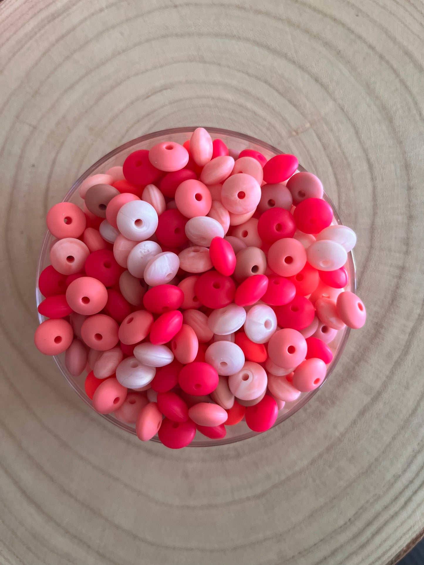Perle silicone lentille 12mm Rose