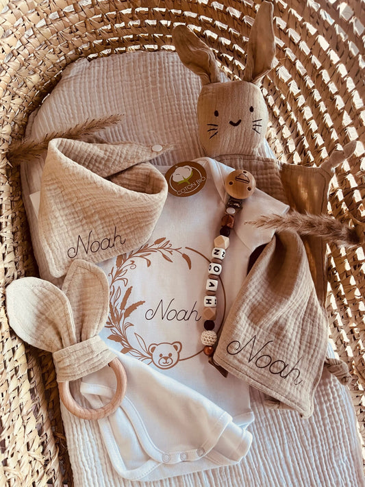 Coffret de naissance personnalisé cérémonie beige | Babanono