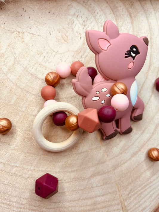 anneau de dentition biche rose