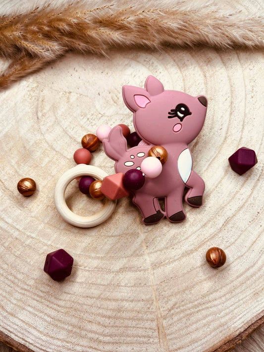 anneau de dentition biche rose
