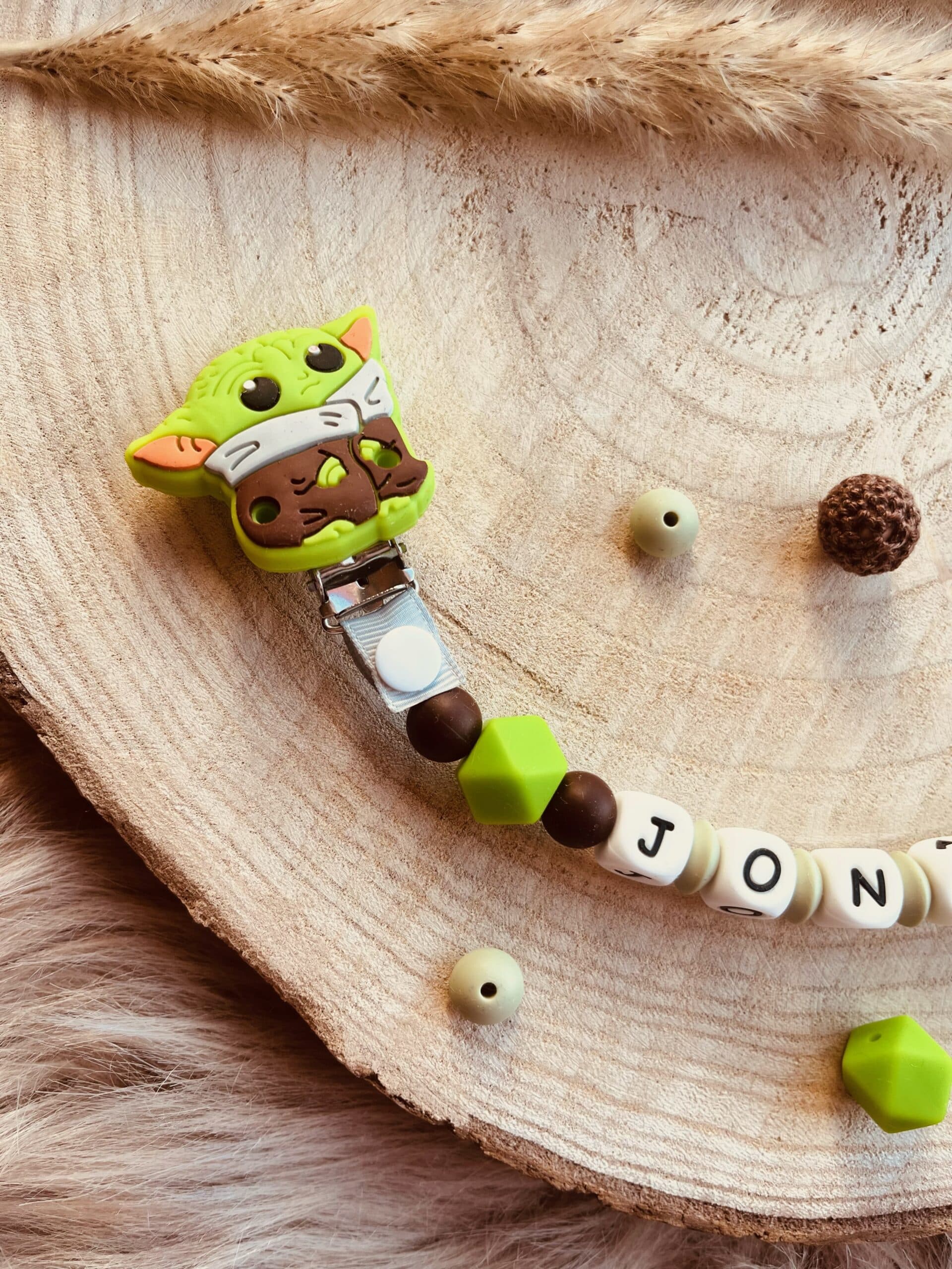 Attache doudou personnalisé yoda