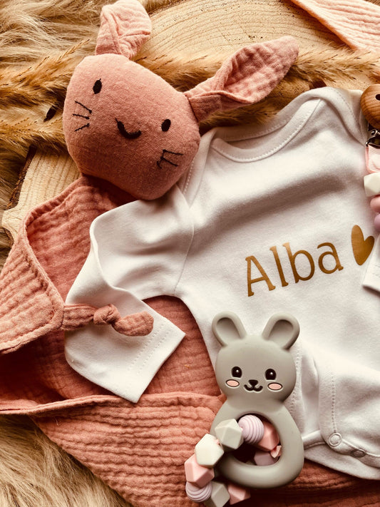 Coffret Naissance Personnalisé Doudou Lapin rose