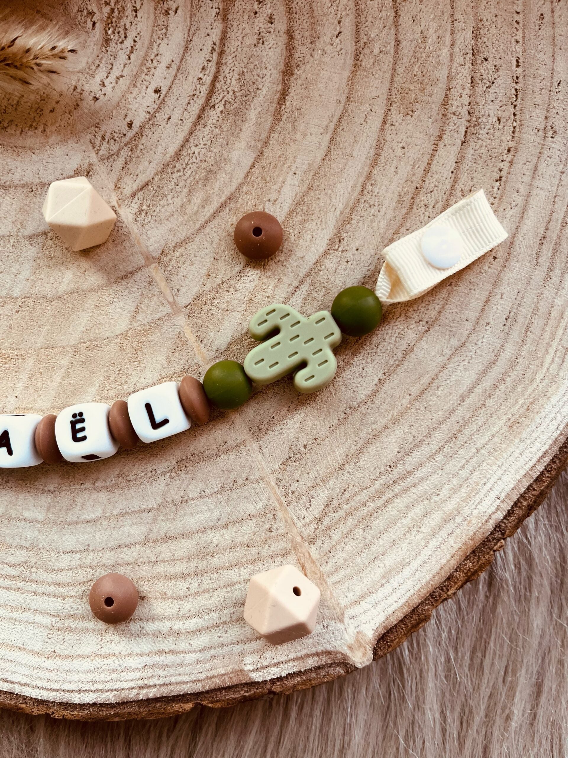 Attache tétine personnalisé cactus vert